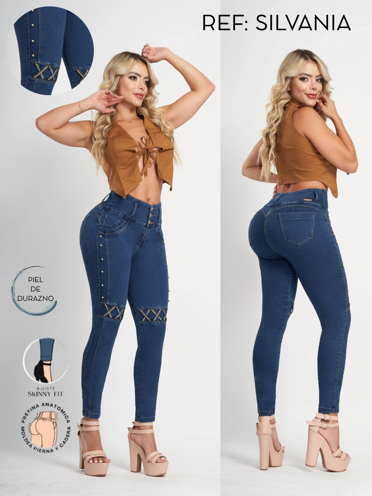 [300SILVANIA03] Women's Dark Blue High Waist Butt Lift Skinny Jeans Silvania (3)