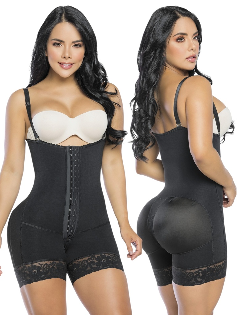 [3112023M01] Women's Black Open Bust Short Body Shaper Shapewear Body Shaper 2023-1 (M)