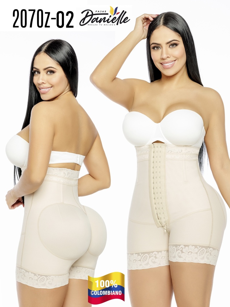 Faja Moldeadora Short Moldeador Cintura Alta con Encaje Beige para Mujer 2070Z-02