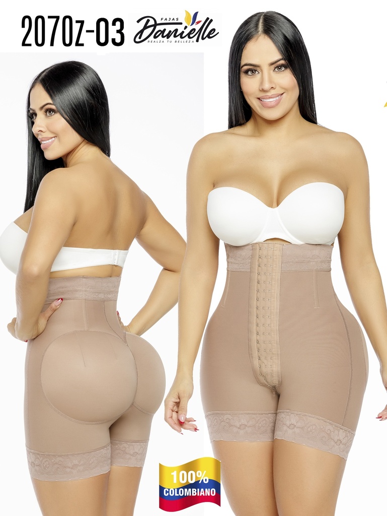 [3112070ZS03] Faja Moldeadora Short Moldeador Cintura Alta con Encaje Mocha para Mujer 2070Z-03 (S)