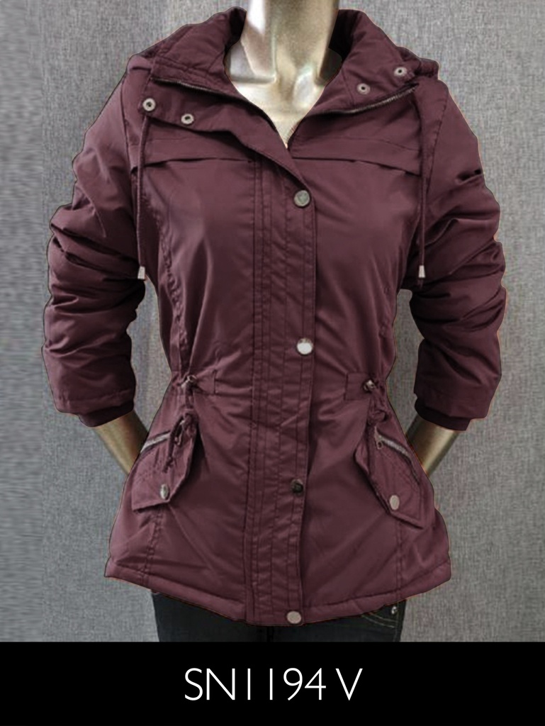 [315SN1194VM] Women's Burgundy Hooded Utility Jacket SN1194V (M)