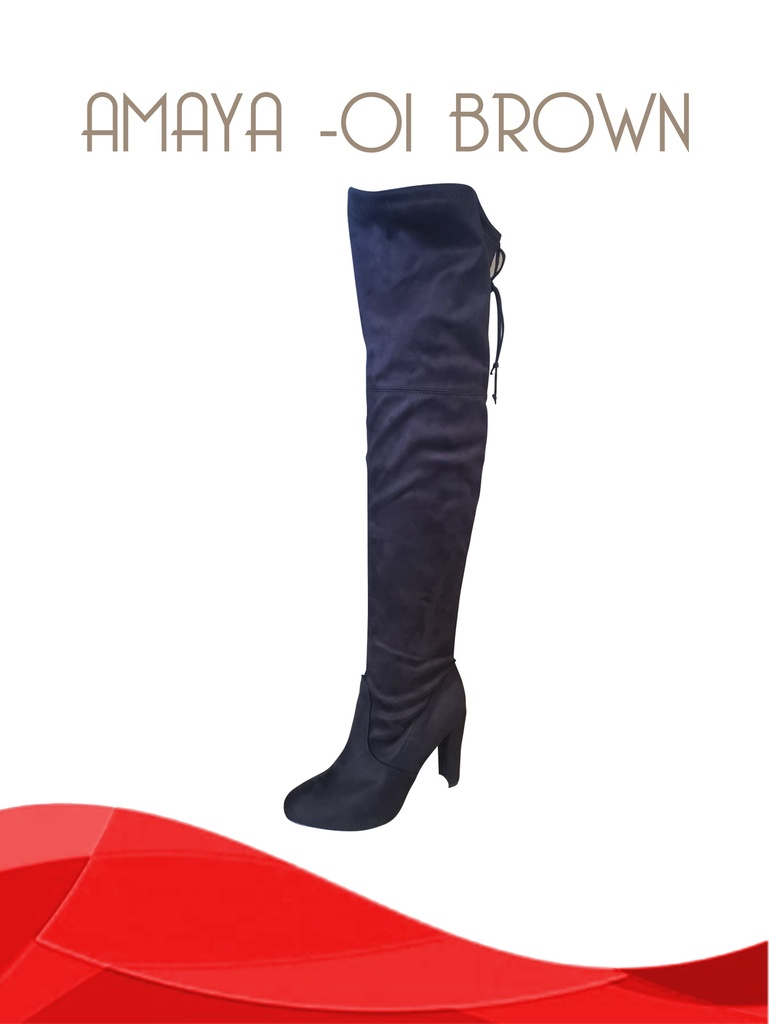 [316AMAYA01BR7] Botas Hasta el Muslo con Cordón y Tacón Grueso Café para Mujer Amaya-01 Brown (7)