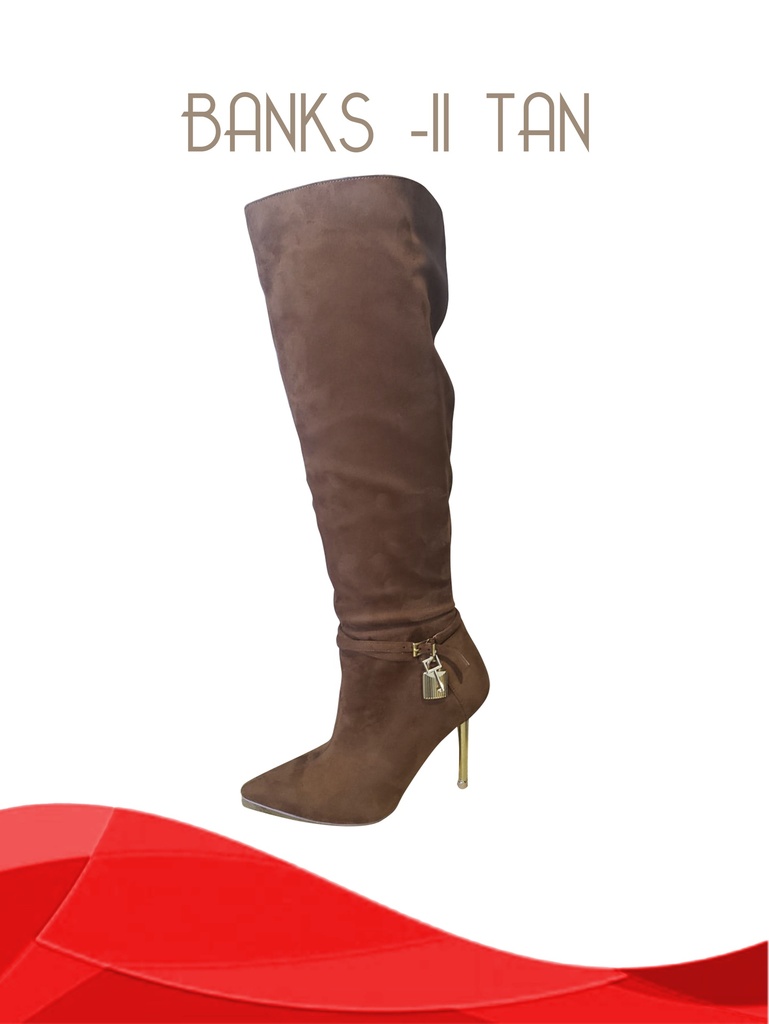 Women's Tan Knee High Stiletto Side Zip Boots Banks-11