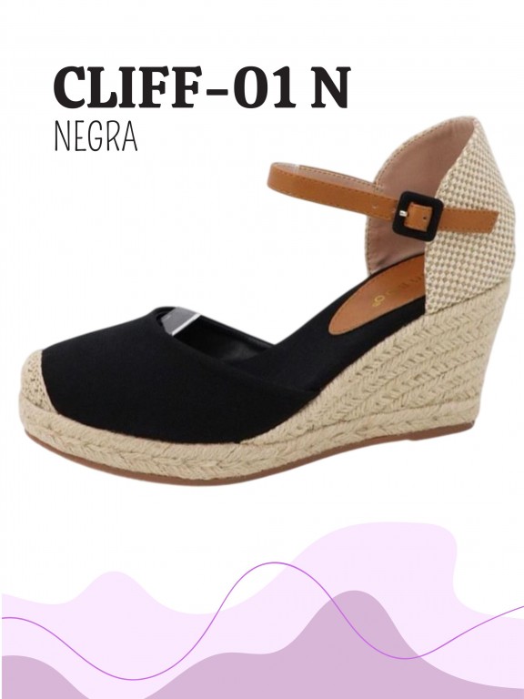[316CLIFF01N10] Sandalias Cuña Espadrille Negro para Mujer Cliff-01 (10)
