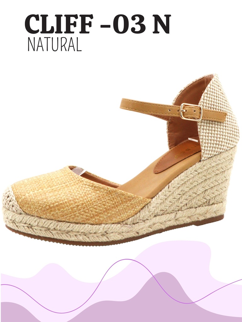 [316CLIFF03N7] Women's Natural Espadrille Wedge Sandals Cliff-03 (7)