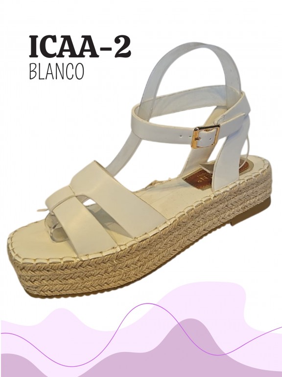 [316ICAA2B7] Women's White Cream Strappy Espadrille Platform Sandals ICAA-2 (7)