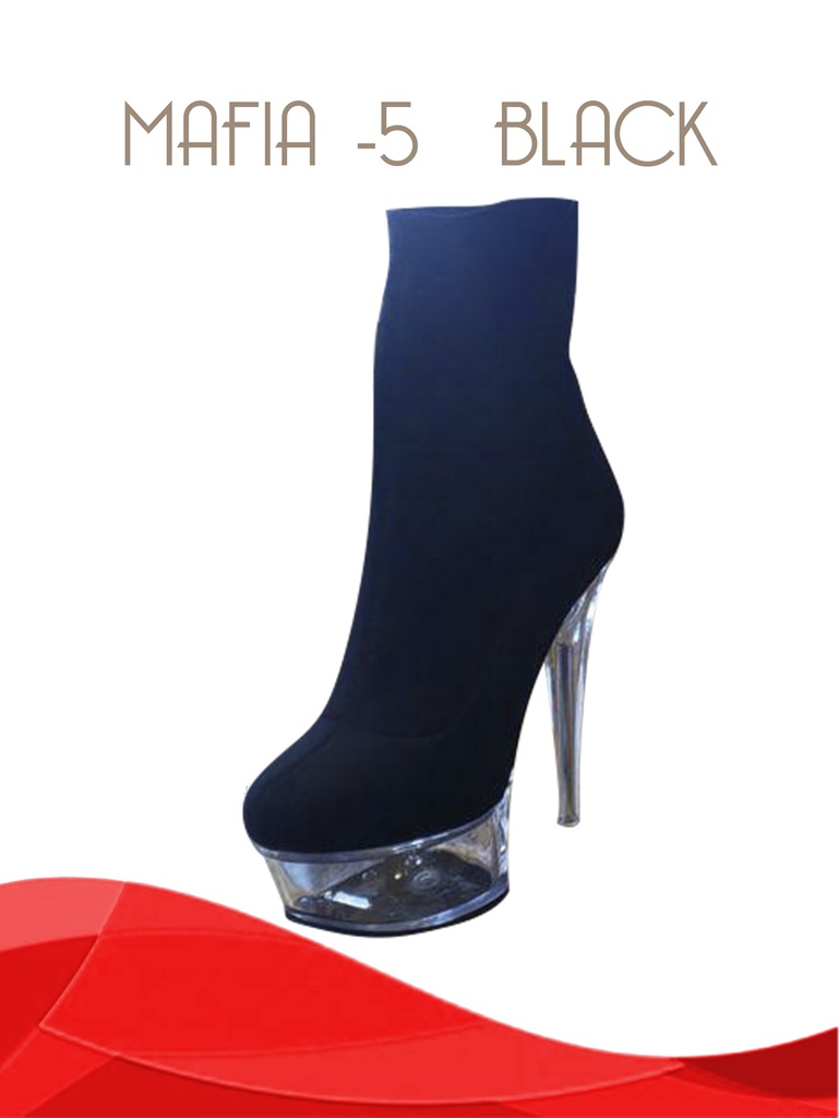 Women's Black Clear Platform Sock Ankle Boots Mafia-5 Black