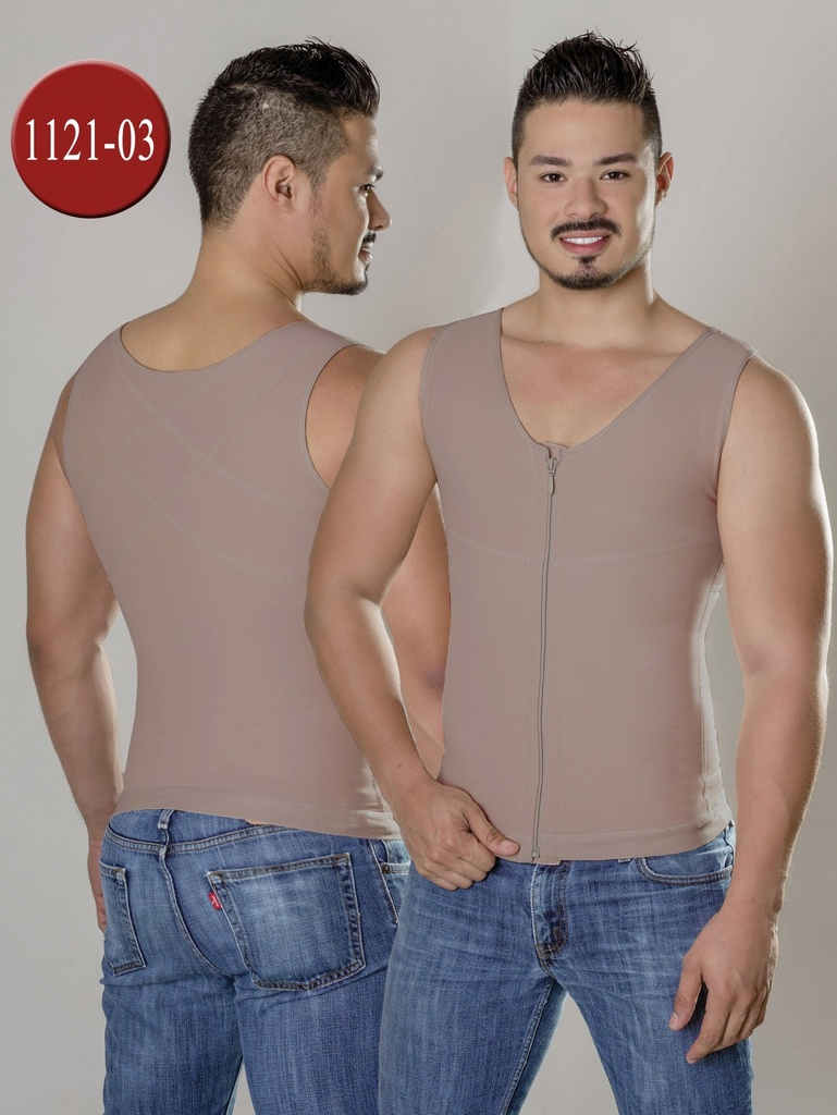 [2301121s03] Chaleco Moldeador de Compresión Canela para Hombre con Cremallera Frontal – Ebony