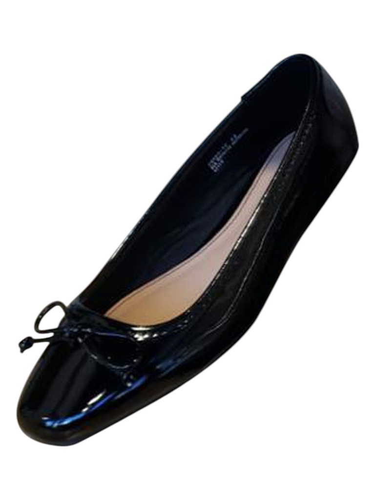[316SWEEP77B7] Women's Black Patent Ballet Flats Sweep 77-B (7)