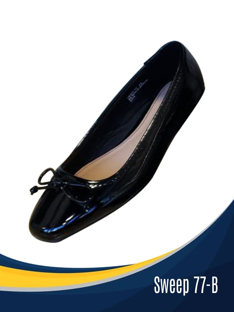 [316SWEEP77B7] Women's Black Patent Ballet Flats Sweep 77-B (7)