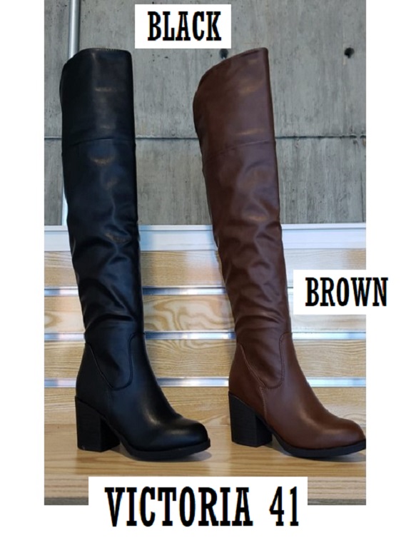 [316VICTORIA41B9] Botas Sobre la Rodilla con Tacón Grueso Negro para Mujer Victoria-41 (9)