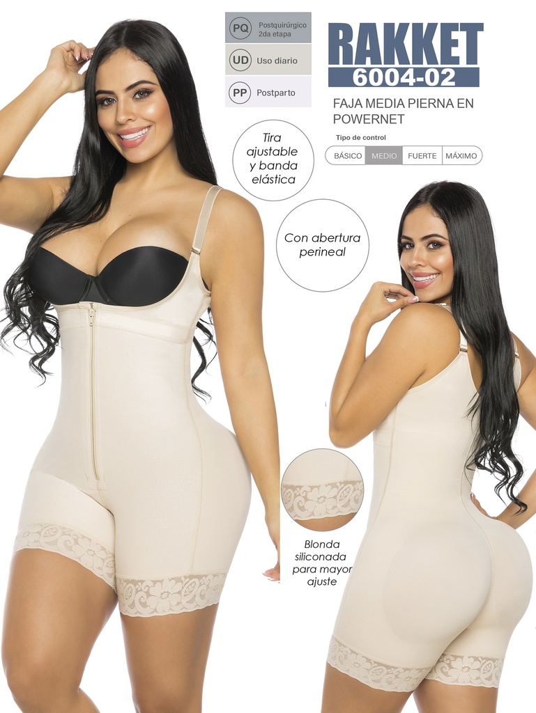 [3186004S02] Faja Moldeadora Faja Cuerpo Completo Media Pierna Beige para Mujer 6004-02 (S)