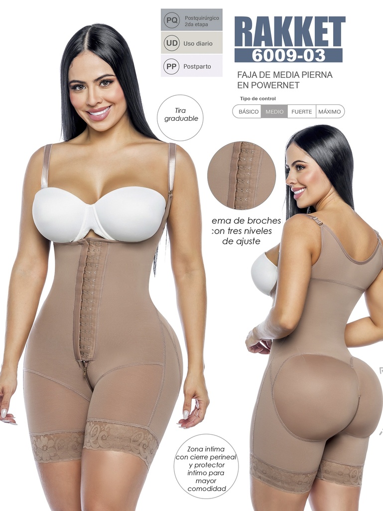 [3186009L03] Faja Moldeadora Short Moldeador con Broches Cintura Alta Mocha para Mujer 6009-03 (L)