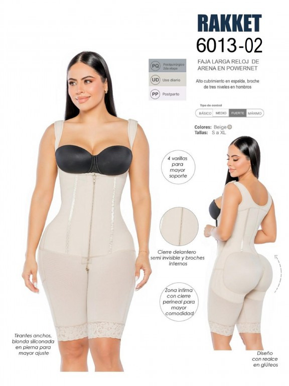 [3186013S02] Faja Moldeadora Faja Postquirúrgica Cuerpo Completo Hasta la Rodilla Beige para Mujer 6013-02 (S)
