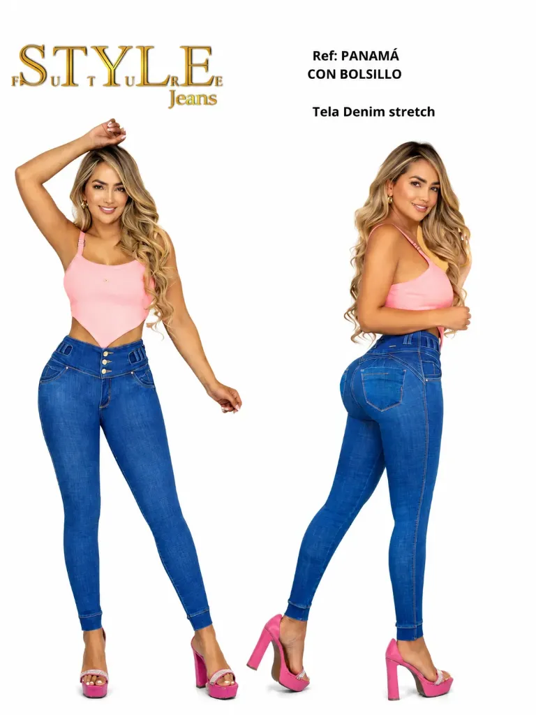 Jeans Levantacola Ajustados Azul Rey para Mujer Panama