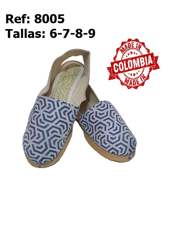 Cotizas Artesanales Geométrico Azul para Mujer 8005