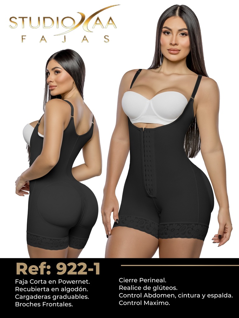 [370922S01] Women's Black Short Leg Body Shaper Shapewear Body Shaper 922-1 (S)