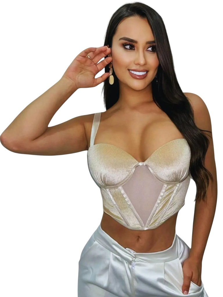 [37300011634A] Women's Nude Corset-Style Crop Top 0001-16 (34A)