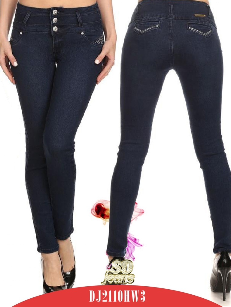 Jean Skinny Levantacola Azul Oscuro Tiro Alto para Mujer – Silver Diva