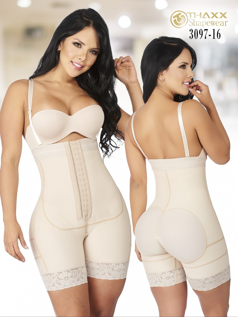 Women's Beige Colombian Mid-Thigh Faja with Straps Plus Size – Thaxx Style 3097