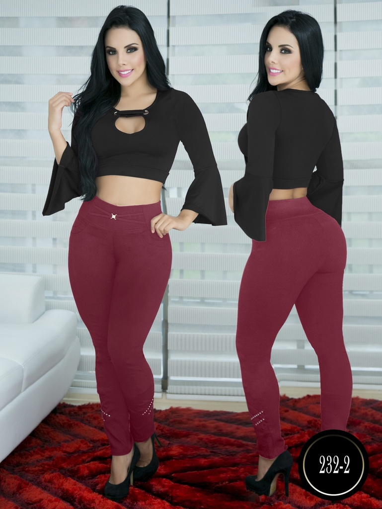 Women's Burgundy High-Waisted Skinny Comfort Pants – Thaxx 228-2