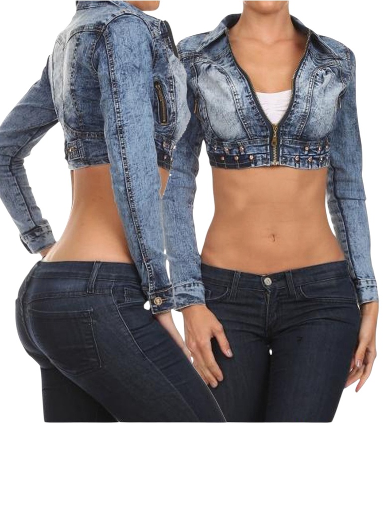 [1081857S] Chaqueta de Jean Corta Azul Jean para Mujer DJ1857