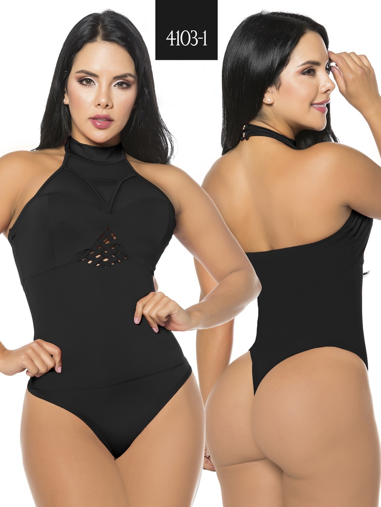 Body Sin Mangas Cuello Alto Negro para Mujer 4103-1