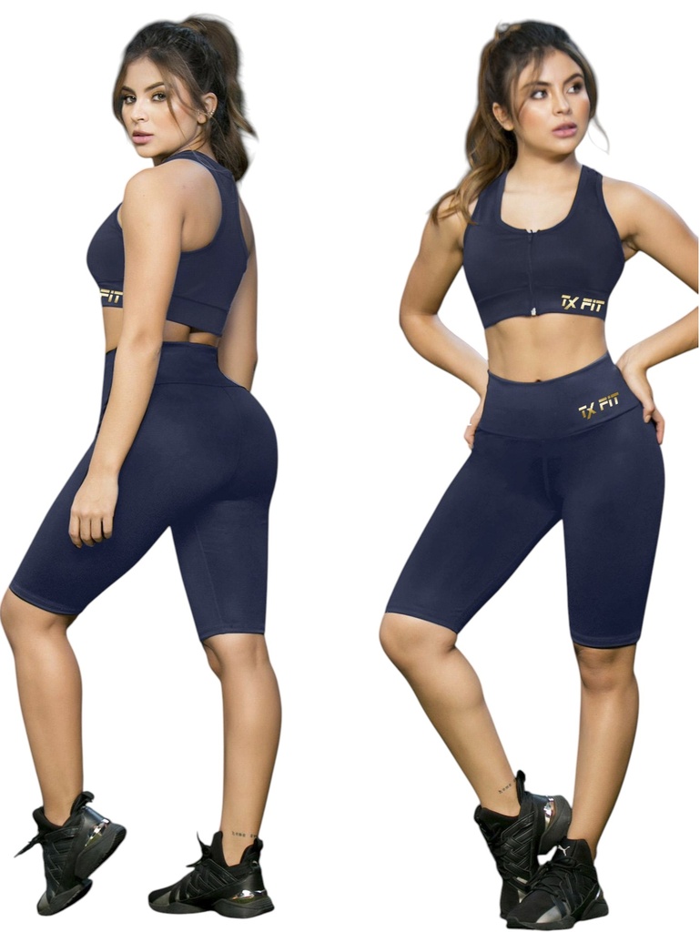 [10711011L8S] Women's Navy Thaxx Activewear Set – Sports Bra Top and Biker Shorts