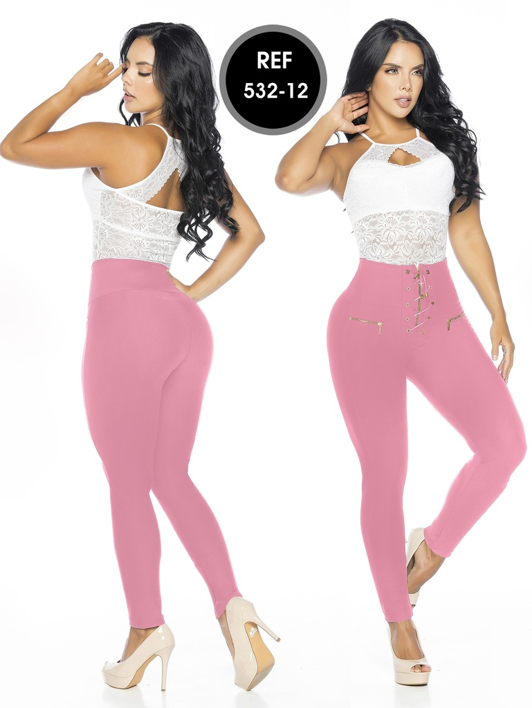 [10753212V05] Women's Pink High-Waisted Butt Lift Leggings 532-12