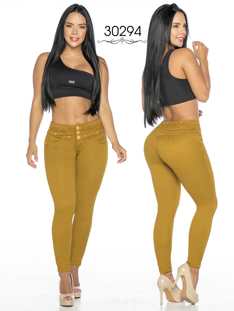 Women's Mustard Skinny Butt Lift Jeans 30294