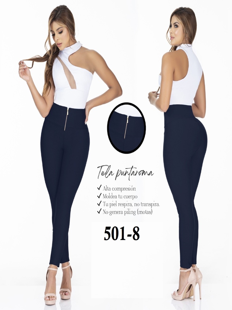 [107501P801] Women's Navy High-Waisted Stretch Colombian Leggings – Thaxx 501-8