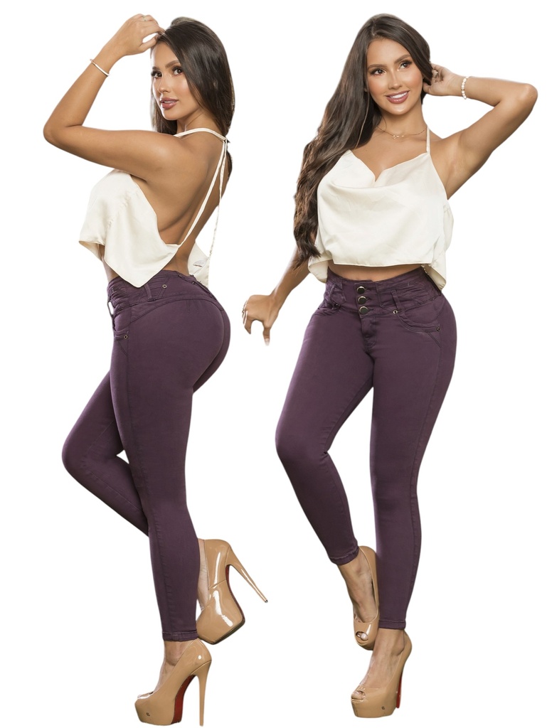 [25330369TE01] Women's Plum Purple High-Waisted Butt-Lifting Skinny Jeans