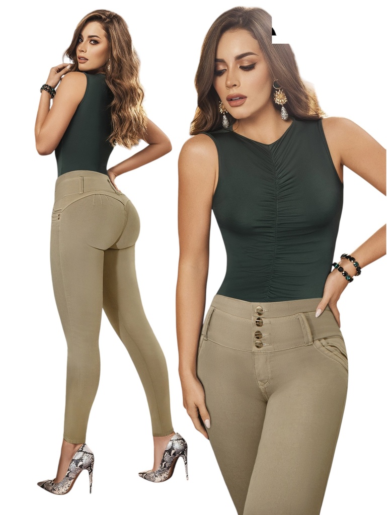 [3320118AX01] Jeans Levantacola Skinny Beige Caqui