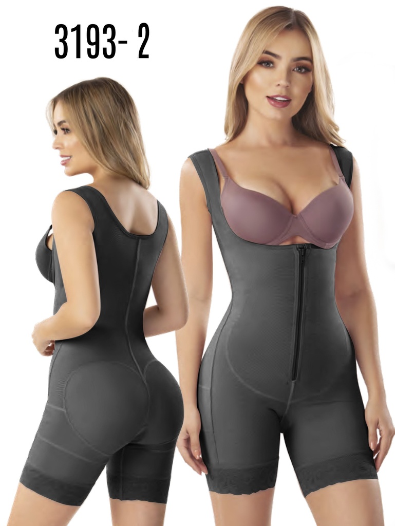 [1373193XXXXXL2] Women's Black Post-Surgical Faja Knee-Length Vest with Zipper – Thaxx Style 3193 II