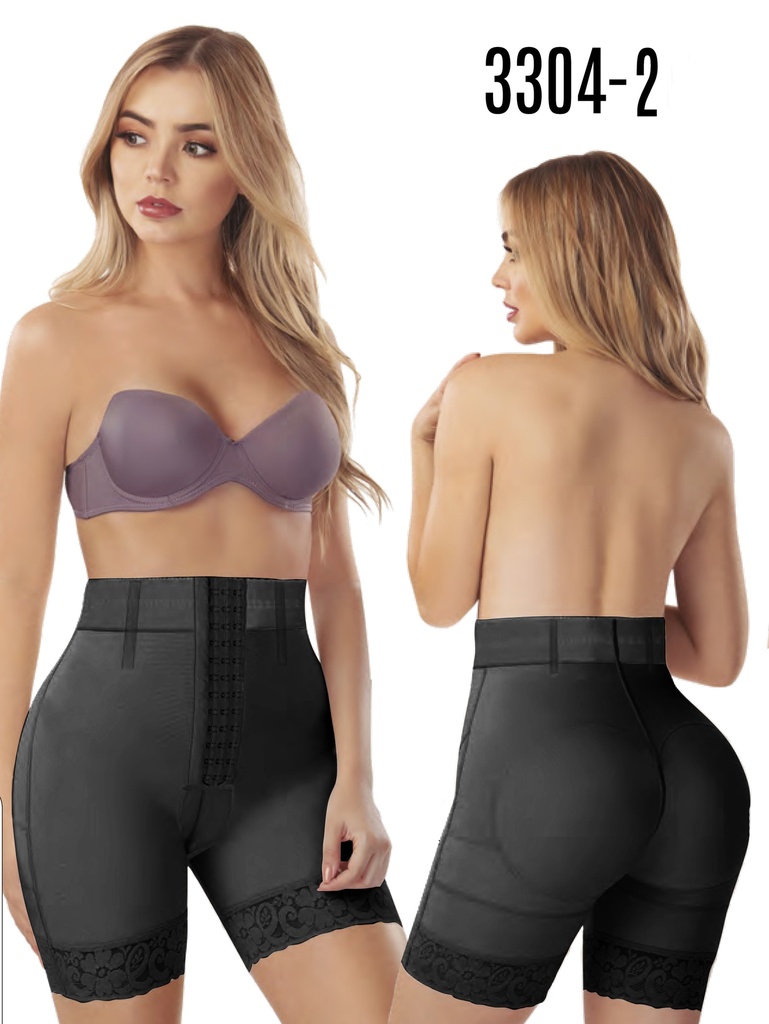 Women's Black Colombian Powernet High-Waisted Short Faja – Thaxx Style 3304 II