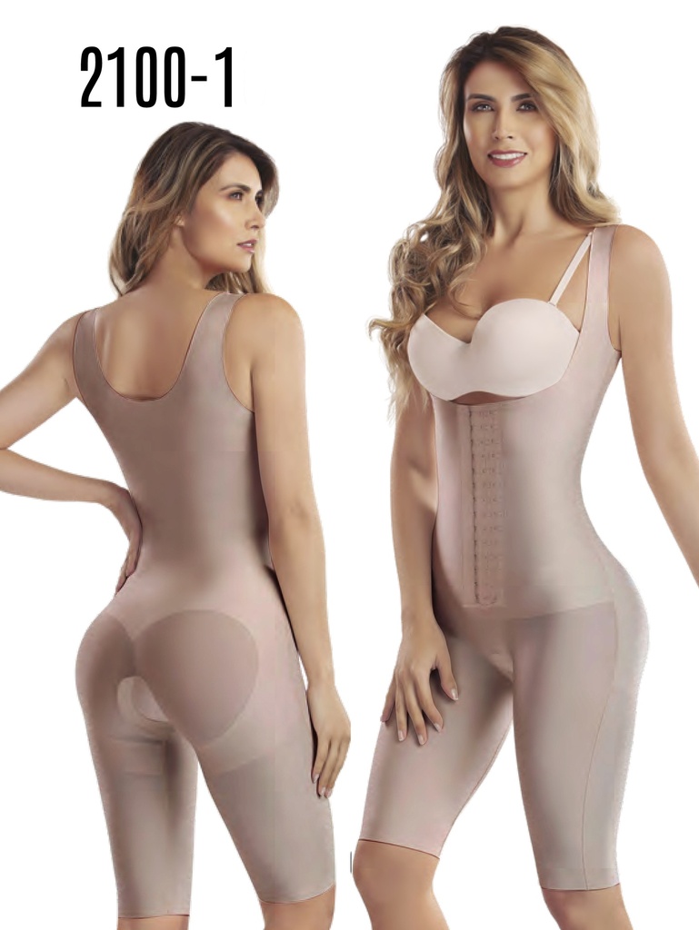 [1372100XXXXL1] Faja de Lujo hasta la Rodilla con Cierre de Ganchos Moca para Mujer – Thaxx Estilo 2100 II