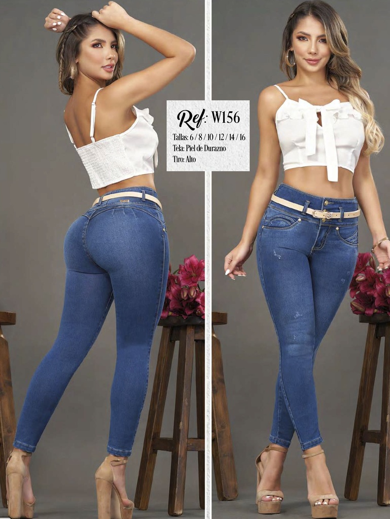 [303W15603] Jeans Levantacola Skinny Azul Medio Clásicos