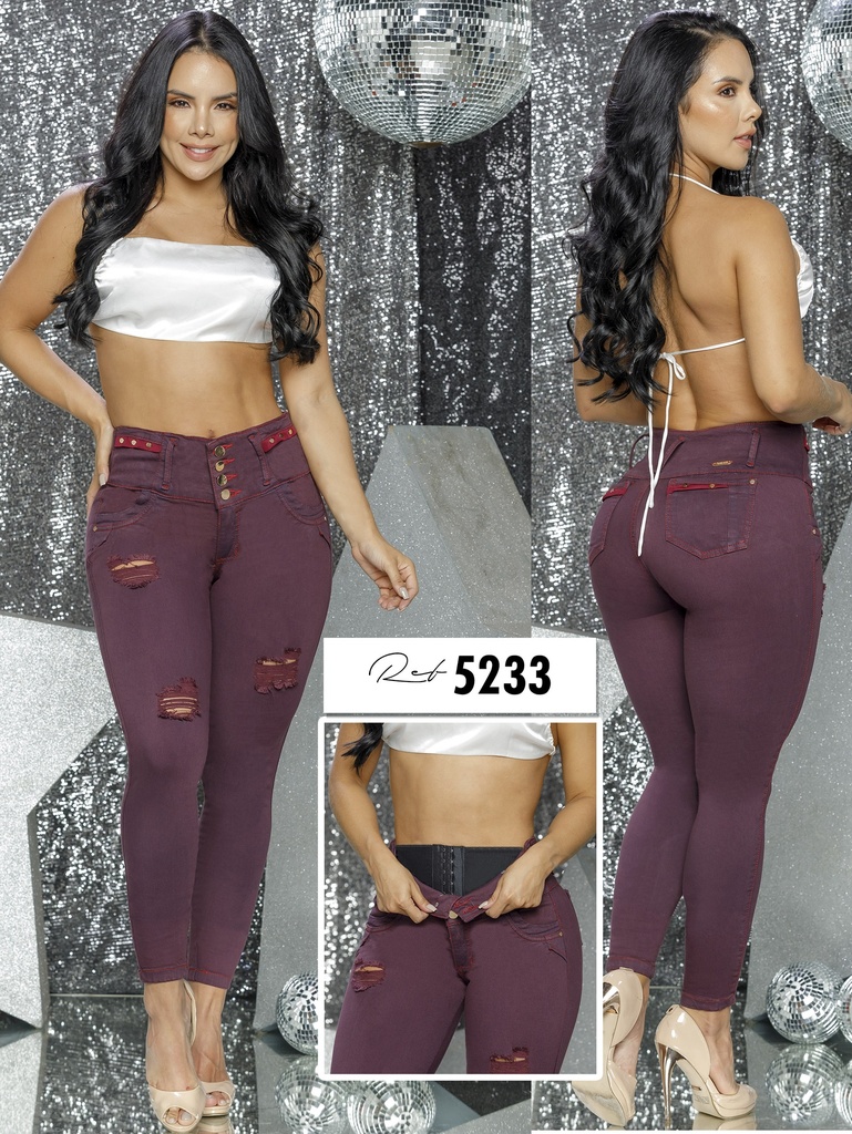 Women's Plum Purple Butt-Lifting Skinny Jeans with Built-In Girdle