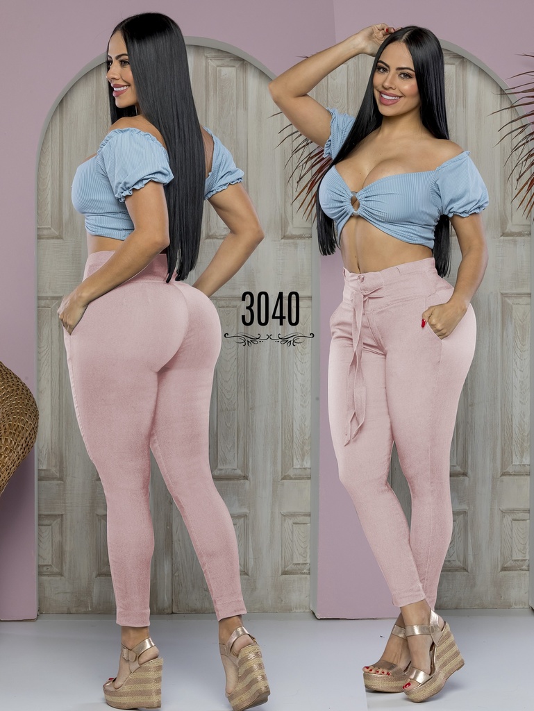 [352304009] Women's Pink Paper-Bag Tie-Waist Pants 3040