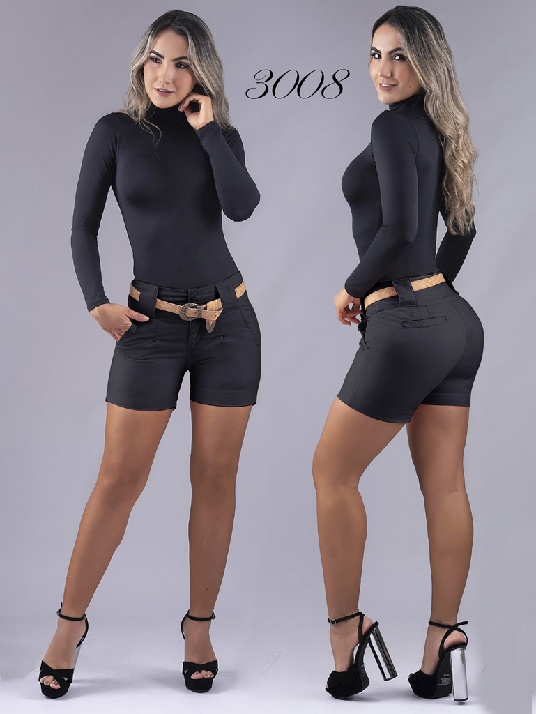 [352300803] Short Tiro Alto Levantacola Negro para Mujer 3008
