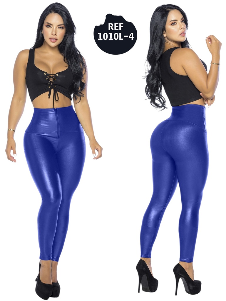 [1071010L4XXL] Women's Royal Blue High-Waisted Shiny Colombian Leggings – Thaxx 1010L-4