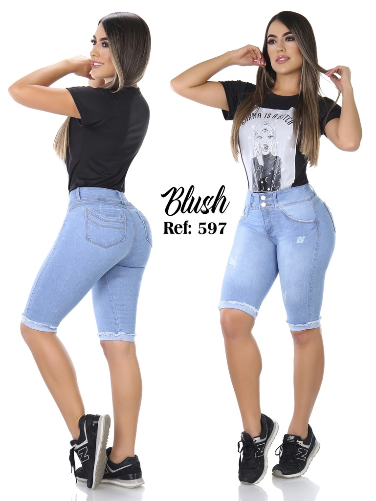 [32959703] Short Bermuda Azul Jean Claro para Mujer 597