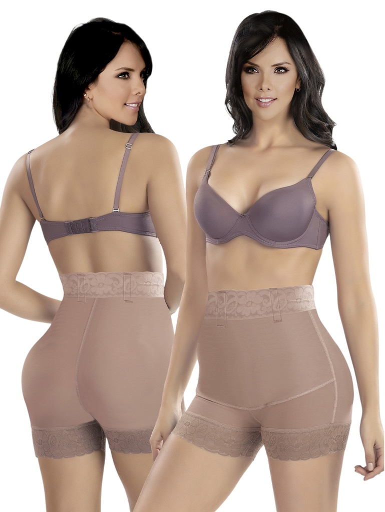 [1373309XXL1] Women's Cocoa Colombian Powernet High-Waisted Short Faja – Thaxx Style 3309
