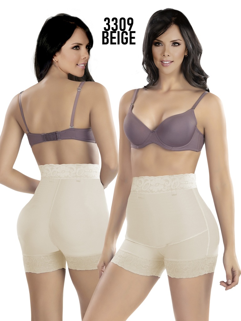 Faja Short Tiro Alto de Powernet Colombiana Beige para Mujer – Thaxx Estilo 3309 II