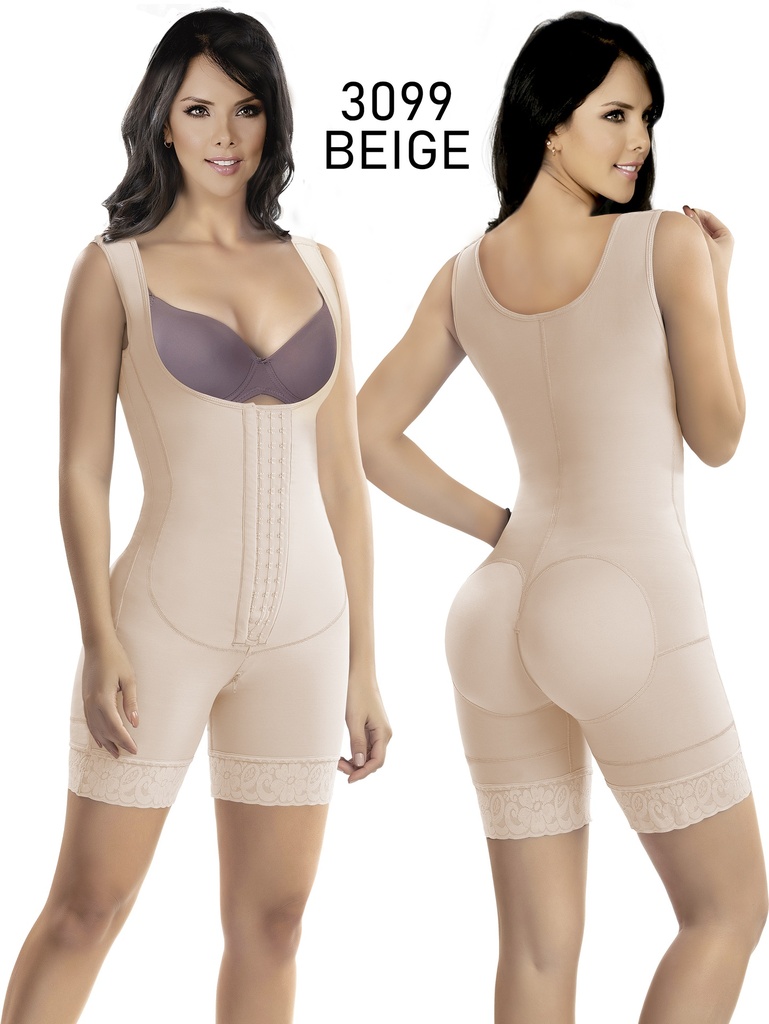 Women's Beige Colombian Powernet Full-Body Faja with Hook Closure – Thaxx Style 3099 II