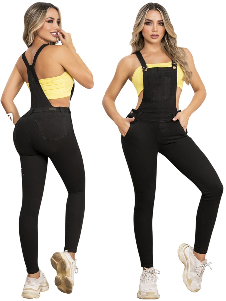 [29071801] Overol Negro Push-Up de Tiro Alto