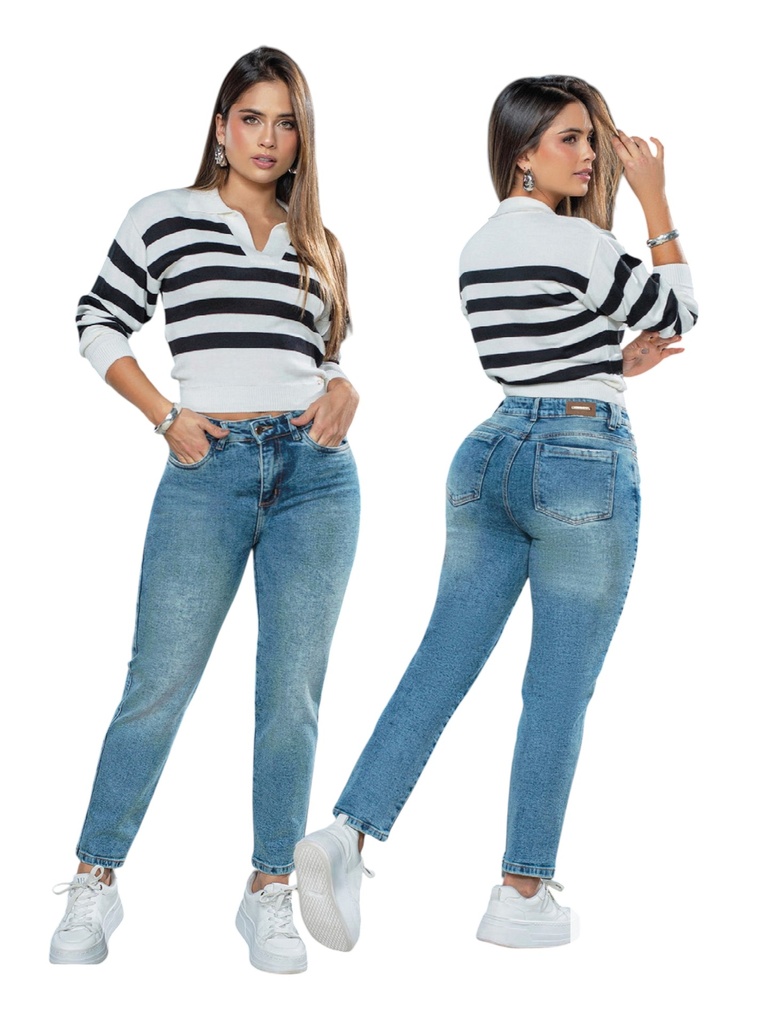 [351184701] Jeans Levantacola Mom Azul Medio