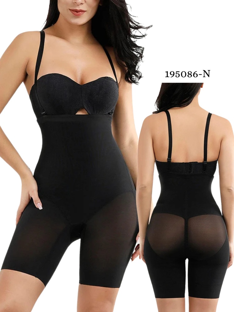 [386195086NS] Colombian Full Body Shaper – Strapless, Mid-Thigh, Black