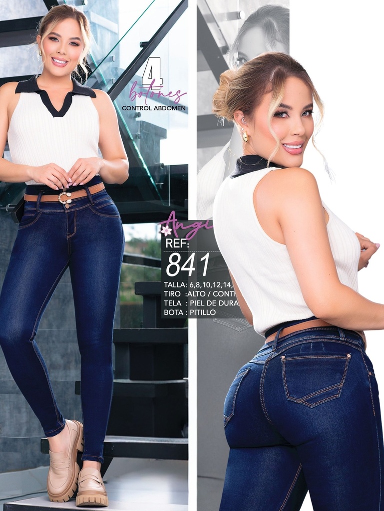 [29084105] Jeans Skinny Levantacola Lavado Oscuro para Mujer 841