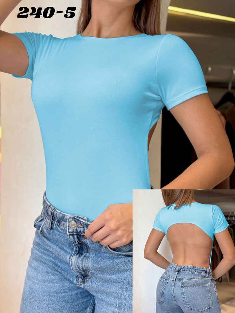 [3772405] Body Colombiano Espalda Descubierta – Manga Corta, Azul Cielo